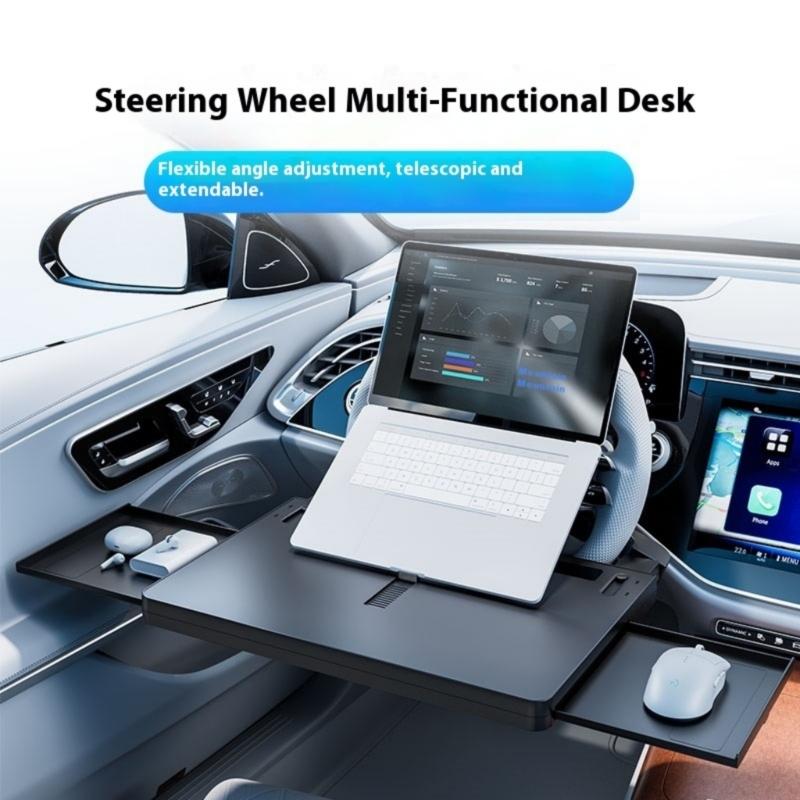 Adjustable Laptop Holder Steering Wheel Tray Table Multipurpose Interior Laptop Desk Fit Most Vehicles Easy Installation