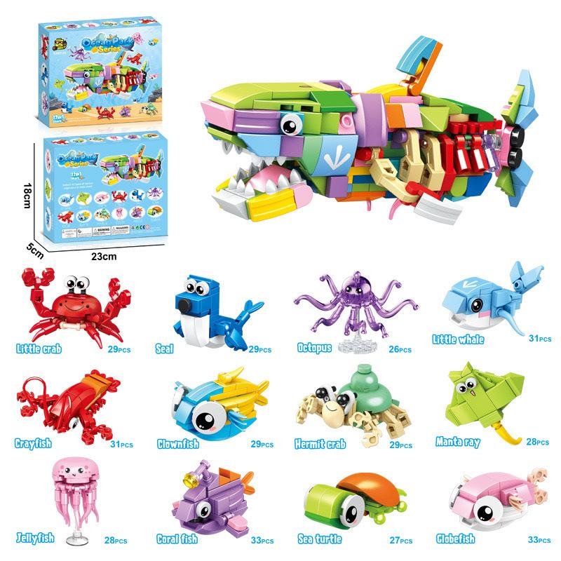 New Christmas building blocks small particle insect dinosaur assembled Christmas gift