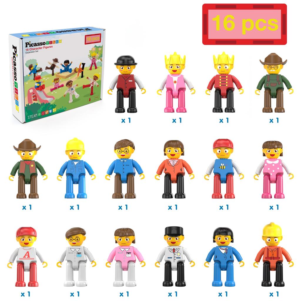 PicassoTiles Character Action Figure Toy Set for Expanded Variety Magnetic Building STEM Learning Magnetic Building Block Tiles Pretend Play
