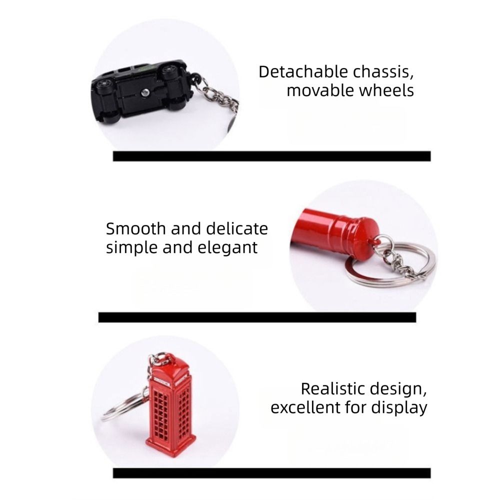 Creative Zinc Alloy England Keychain Bag Accessories Vintage Women Bag Pendant O-Shaped Buckle Backpack Charm Gift Idea
