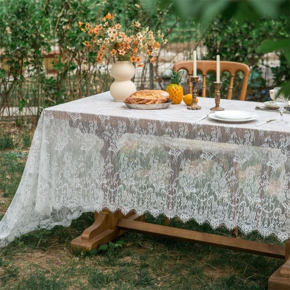 Rectangular Party Tablecloth French Retro Birthday Table Cover for Summer Picnics