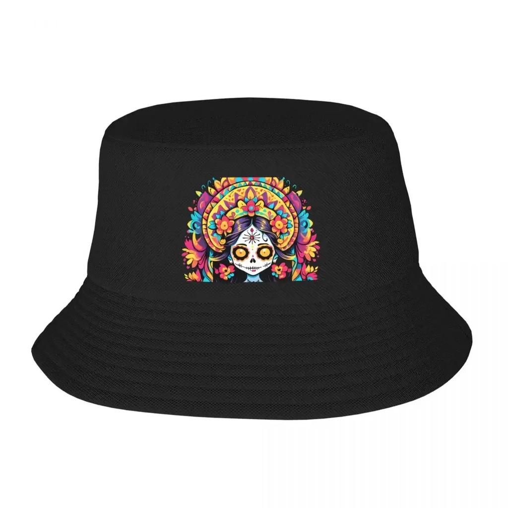 The girl Catrina Bucket Hat Mountaineering Golf Unisex Vintage Military Cap Unisex Luxury Brand WomensBucket hat