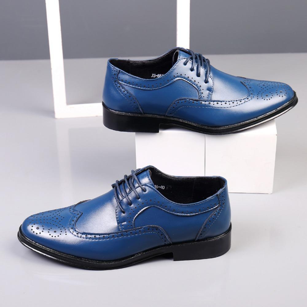 Mens Leather Shoes Brogue Business Formal British Style Big Size Perforated Oxford Shoes