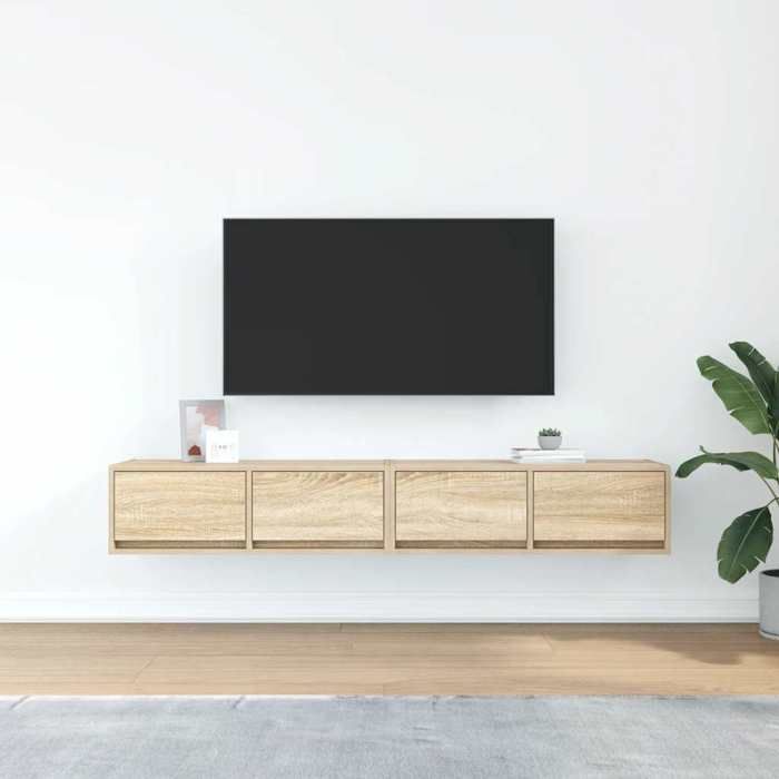 VidaXL Meubles TV 2 pcs chêne sonoma 80x31x25,5 cm bois d'ingénierie, banc TV, meuble hifi, centre de divertissement, buffet 861513