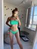 Sexy Bikini Žebrovaný Bikini Set 3 Barvy Jednobarevný Dámský Plavky Ženské Bandeau Plavky Vysoký Pas Plavky Plavecké Obleky Bikini
