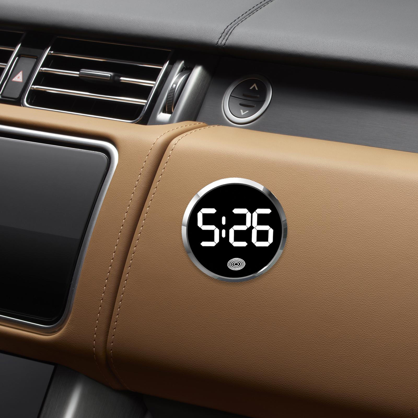 

Автомобильная приборная панель с дисплеем времени, электронные часы для транспортных средств, сенсорный круглый аксессуар Silver and White