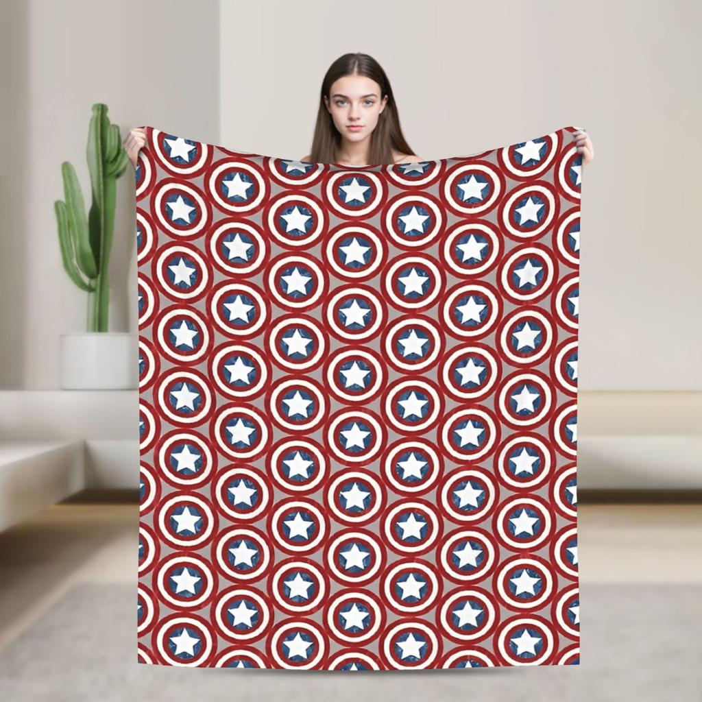 Captain America Flannel Blanket  Funny Throw Blanket for Bed Sofa Couch 150*125cm Plush Thin Quilt