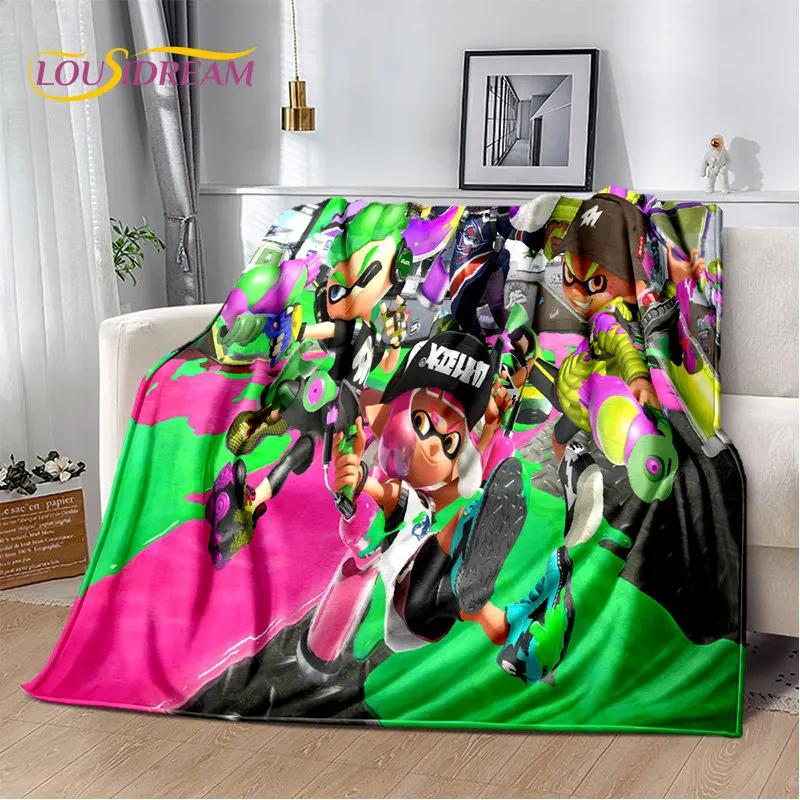 Oyunlar, Splatoon, Karikatür Yumuşak Peluş Battaniye, Flanel Battaniye Oturma Odası Yatak Odası Yatak Kanepe Piknik Örtüsü için Battaniye Atmak Bettdecke