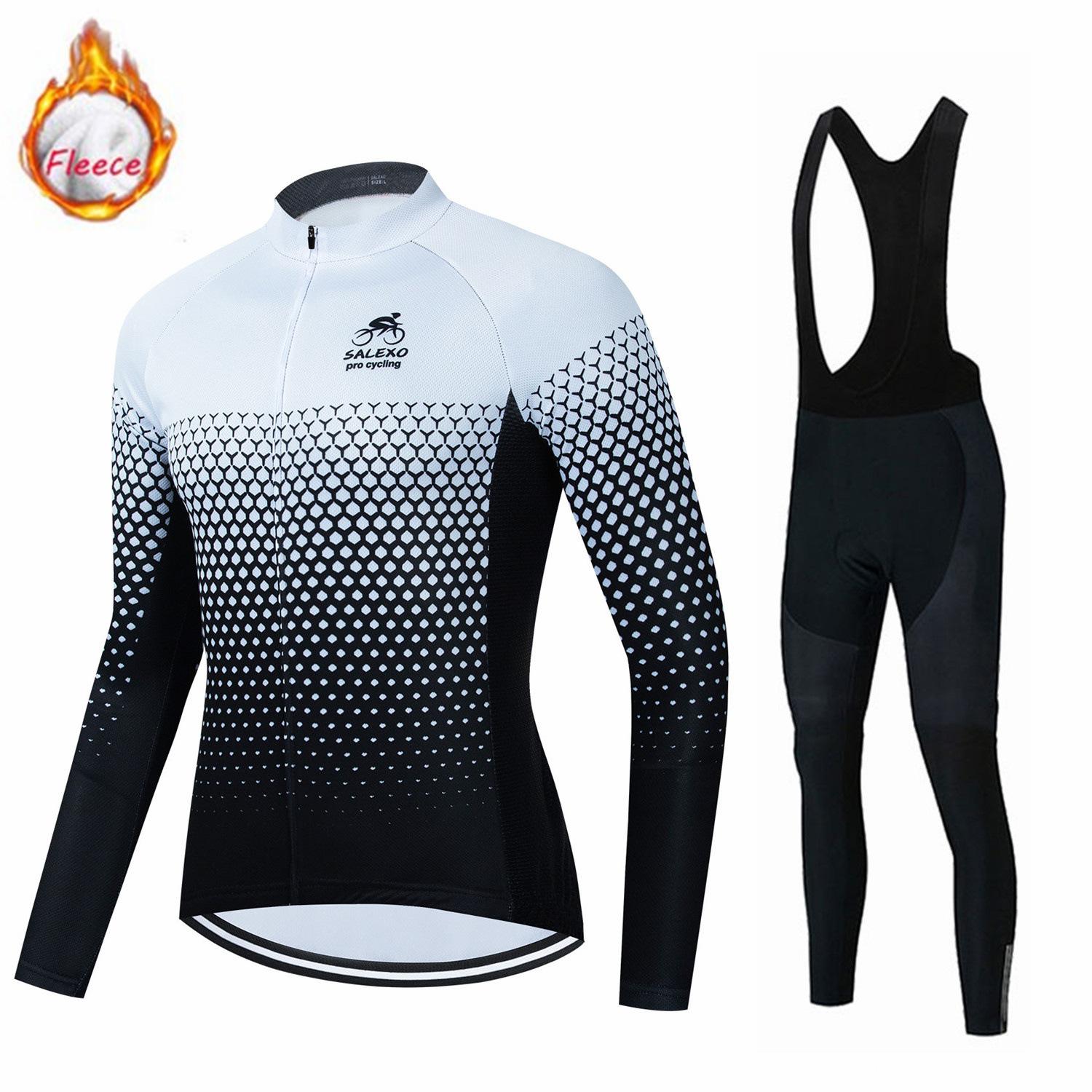 

Cycling Suit Fleece Winter Long Sleeve Cycling Suit Tour De France Team Bicycle Overalls 2026 Winter Fleece Warm Cycling Suit Set XS