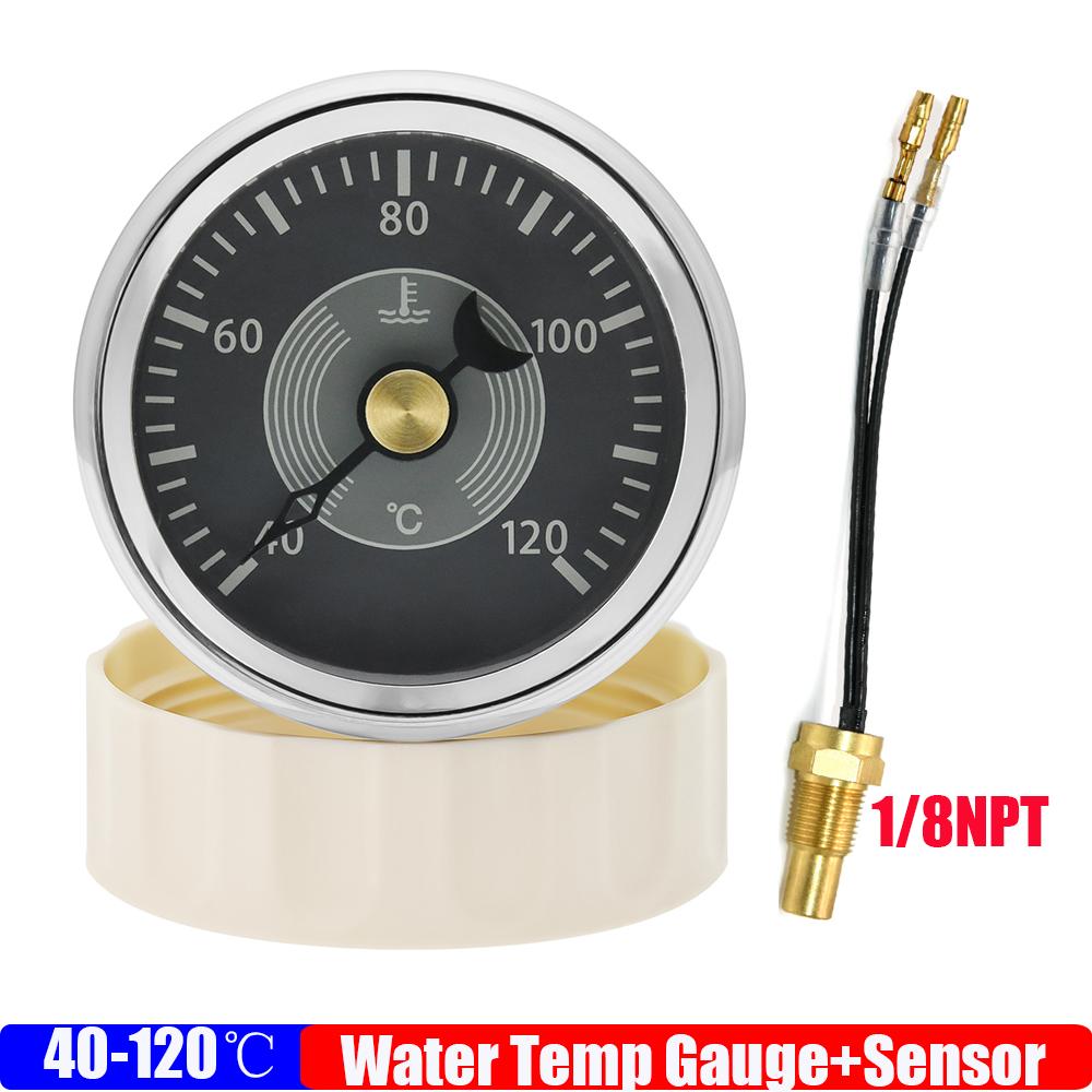 ZMFJH Retro Pointer 52MM Water Temperature Gauge with Sensor 301-23ohm Red Yellow LED 40-120℃ Water Temp Meter Auto Car Boat