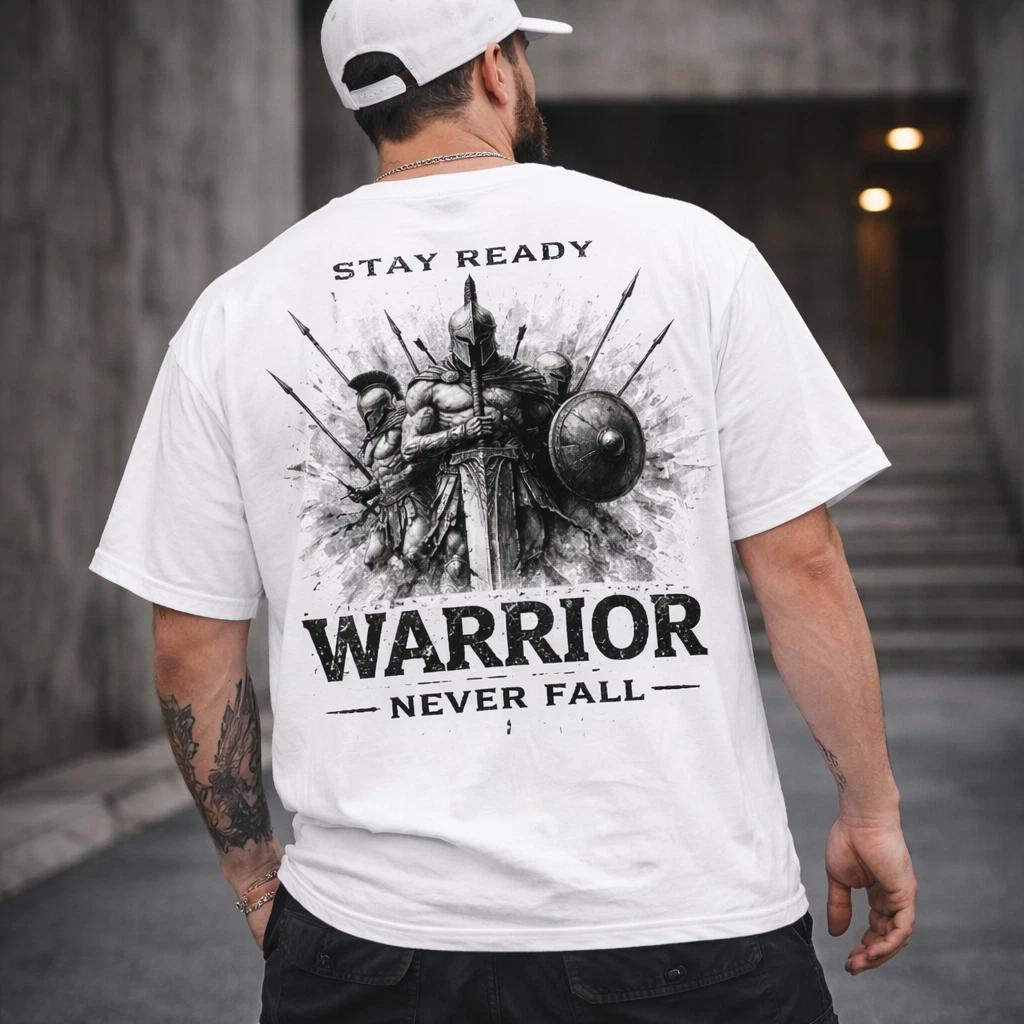 

Mens Warrior Graphic Tee Spartan Shirt Gym Motivation Streetwear Back Print S