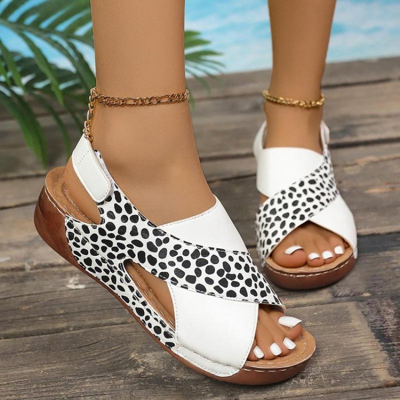 

Модные женские удобные сандалии на танкетке с задним ремешком для пляжа, модные сандалии на платформе большого размера для лета 2025, новинка 43 белый