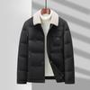 Giacca Piumino da Uomo Rimuovibile per Autunno e Inverno, Collo in Lana d'Agnello Moda Casual Calda Giacca Piumino Uomo