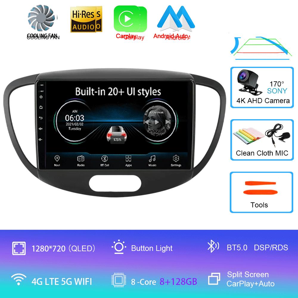 Android 14 Carplay Auto Car Radio For Hyundai I10 2007 - 2013 GPS Recorder Multimedia Video Player 4G+WiFi DSP