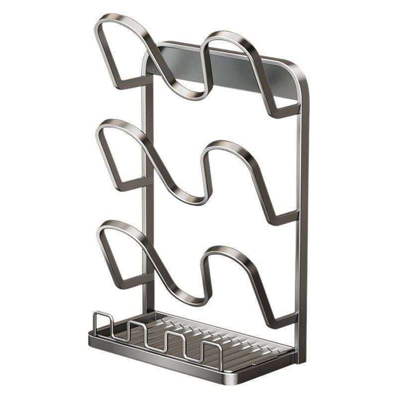 

A25F-No Drilling 100% Waterproof Kitchen Rack-Wall/Countertop 2-In-1, Adjustable Height, Holds Lids/Boards Utensils