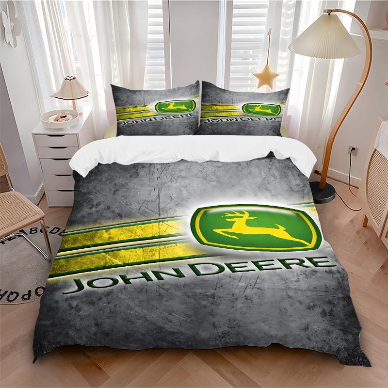 John Deere Agricultural Machinery Print 3Pcs Bedding Set,Duvet Cover with 2 Bedro,Pillowcase Home Birthday Gift