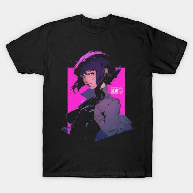 Gits Vaporwave Aesthetic Ghost In The Shell Anime Waifu Black Tshirt V18 S