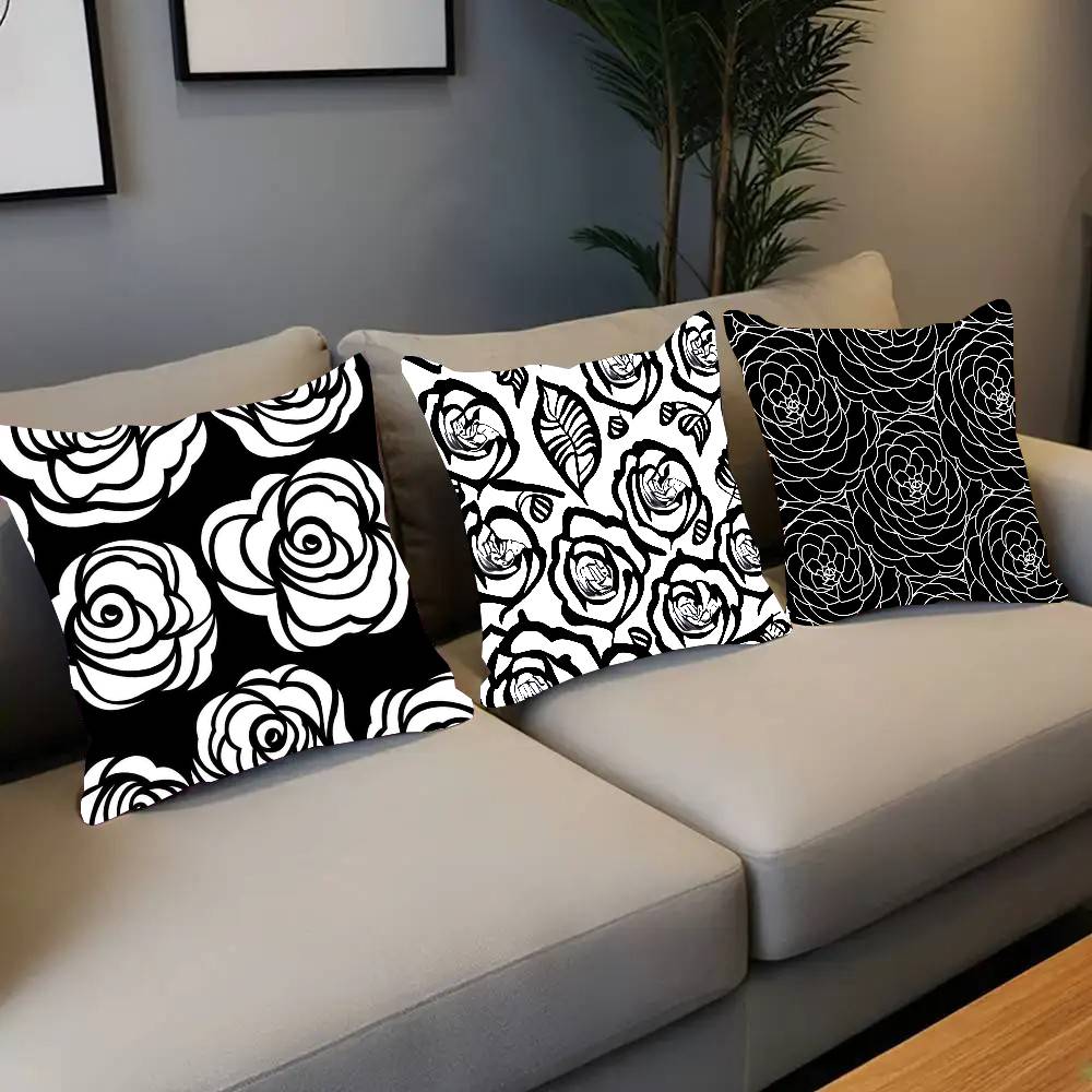 Full Screen Of Rose Blossoms Pillow Case Fashion Square Pillowcase Bedroom Sofa Room Ins Decoration Leisure