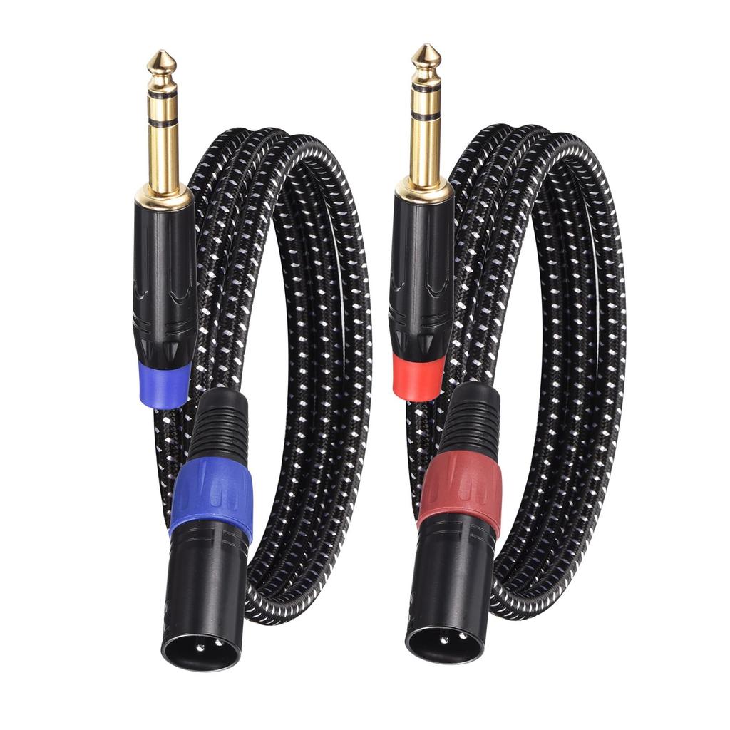 PATIKIL 6.35mm TRS To XLR Male Patch Cable, 10ft 22AWG Nylon Braided Microphone Cable, 6.35mm To 3-Pin XLR Speaker Patch Cable for Microphone Mixer,