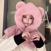 Cute hairy hat winter ladies tide bear vest integrated cold protection thickened winter hat warm shawl