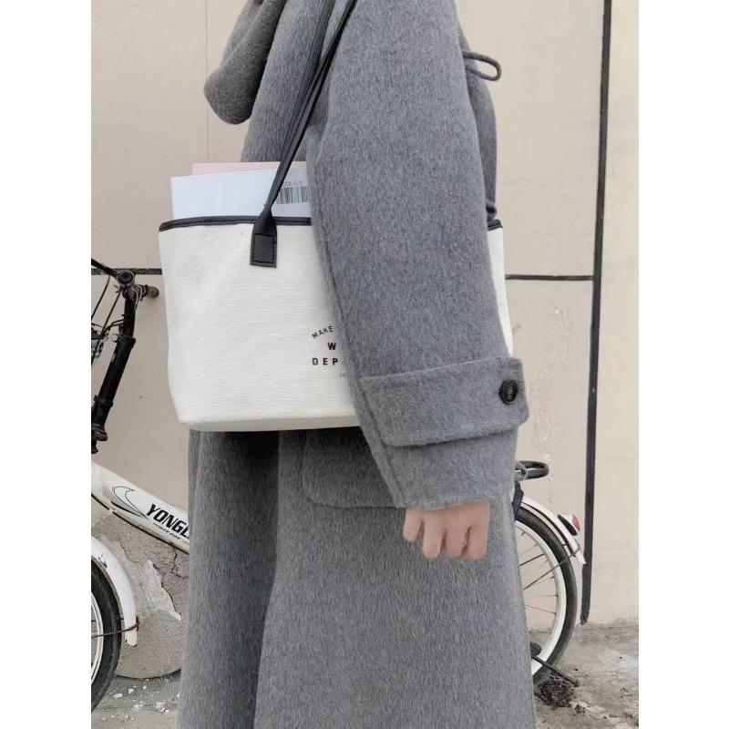 

Двухстороннее шерстяное пальто нового стиля с роговыми пуговицами, в студенческом стиле с капюшоном, средней длины M