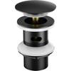 Black Washbasin Drain with Overflow Automatic Pop-up Drain In Stainless Steel - AURALUM