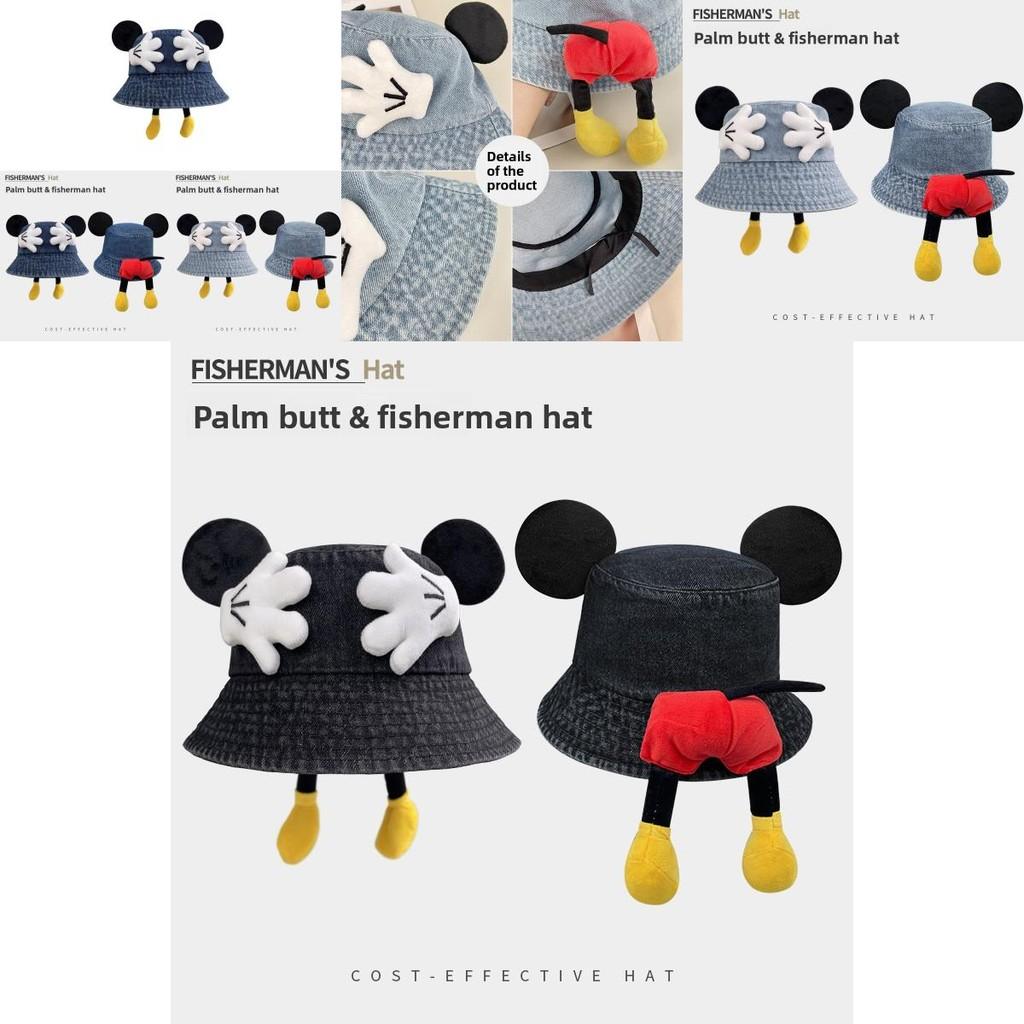 Mickey Mouse Denim Bucket Hat With Breathable Uv Protection For Summer Fashion Accessories