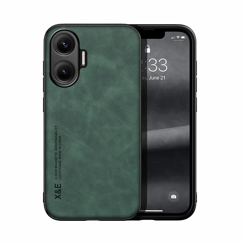 Pro Xiaomi POCO F7 Magnetické pouzdro Odolné PU kůže na dotek S přísavkou Zadní kryt na telefon