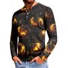 Men's Casual Button-Down Sweatshirt Fashion Printed Long Sleeve Shirt Pullover