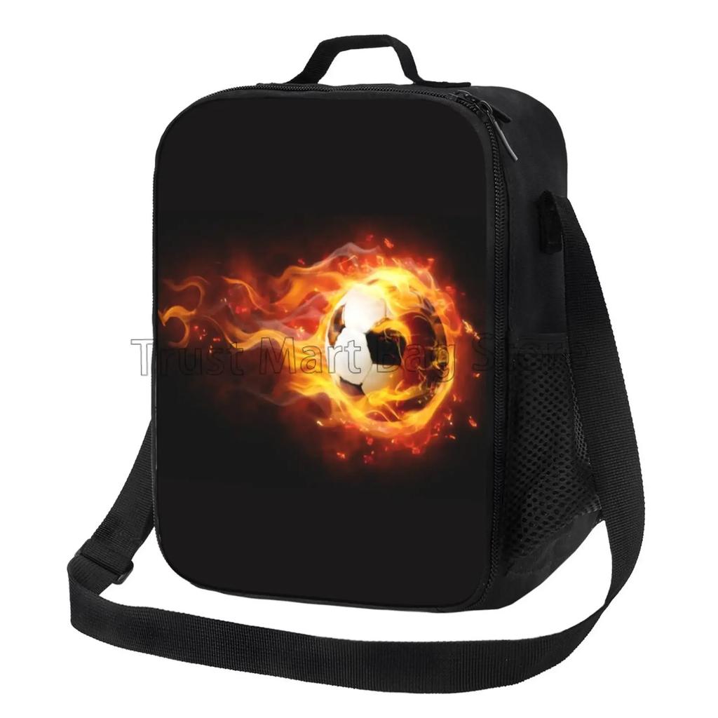 Soccer Ball Insulated Lunch Bag for Women Men Football Reusable Lunch Box for Office Work School Picnic Beach Cooler Tote Bags