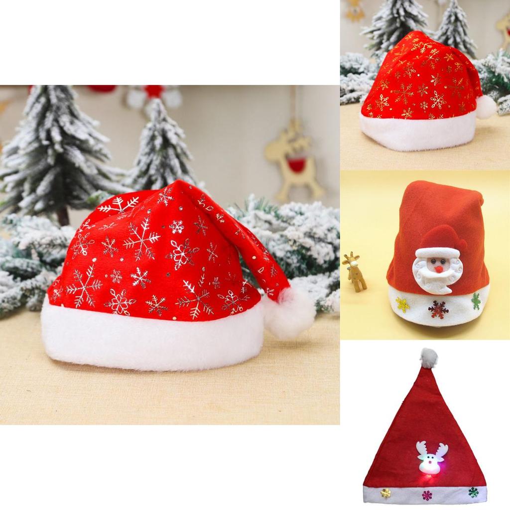 Bezaubernde weihnachtliche LED-Mütze für Erwachsene und Kinder mit Cartoon-Geweih und Samtfinish