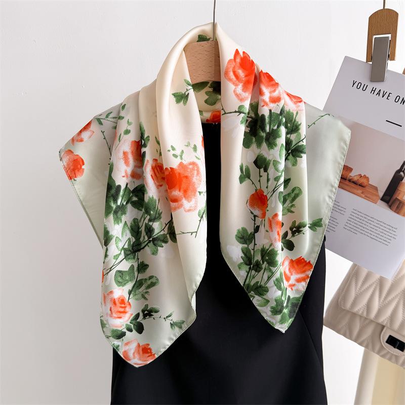 New Luxury Design Square Silk Scarf Women 70*70cm Bandana Soft Hair Band Wrap Hijab Neckerchief Hairband Headband Foulard