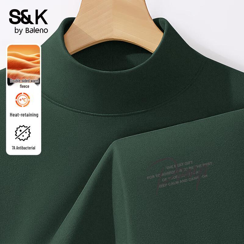 Baleno Men's S&K Double-Sided Warm Fleece Stand-Up Collar Long Sleeve T-Shirt