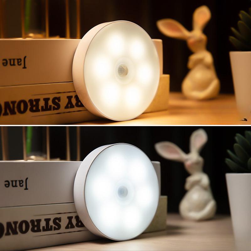 New 1pc Button Style Night Light - Wireless LED Detector Lamp for Bedroom, Staircase, Closet, and Room Decor-