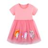 Rochie de Vară pentru Fete Rochie Prințesă din Plasă pentru Copii Rochie pentru Copii cu Broderie Caracter Cartoon Unicorn