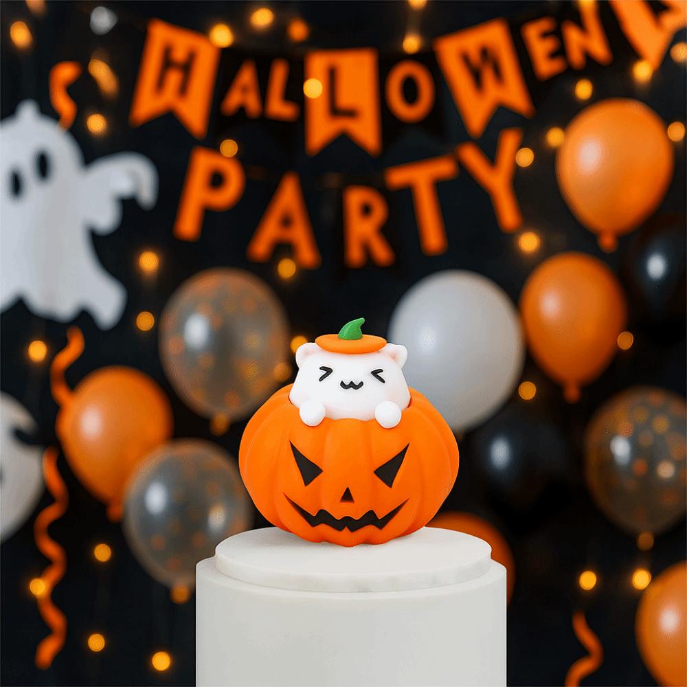 Cartoon 3D Printed Pumpkin Cat Statue Exquisite Miniature Sculpture Toy Figures  Party