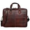 Leather Laptop Briefcase Bag for Men, Vintage Durable Zipper Multi Pocket Office Business Work Travel Carry Messenger Shoulder Crossbody Bag