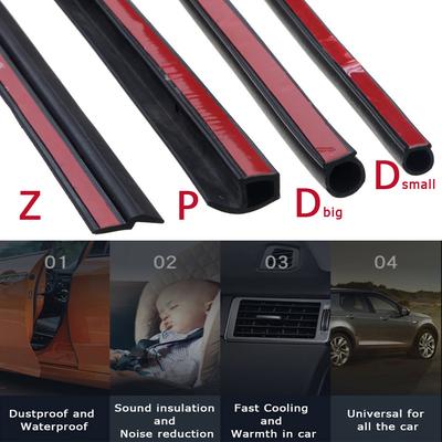Goma EPDM Burlete Tira de Sello para Puerta de Coche Tipo D Grande Tipo D Pequeño Tipo Z Impermeable Aislamiento Acústico Insonorizado Sello Automático Adhesivo 3M