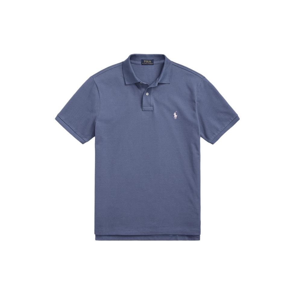 

Polo Ralph Lauren SS23 Solid Cotton Short Sleeve Polo Shirt Men tops Gray Blue MNPOKNI1N822232-410 XL