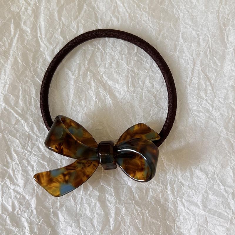 French Acetic Acid Bow Hair Circles Daily Basics High Elastic Tie Hair Band Sweet Korean Headwear