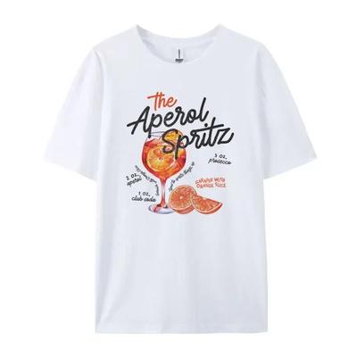 Aperol Spritz Retro Cocktail Grafische Tees Vrouwen Schattige Alcoholische Drank T-shirt Losse Katoenen Bedrukte T-shirts Unisex Vintage Top Cadeau
