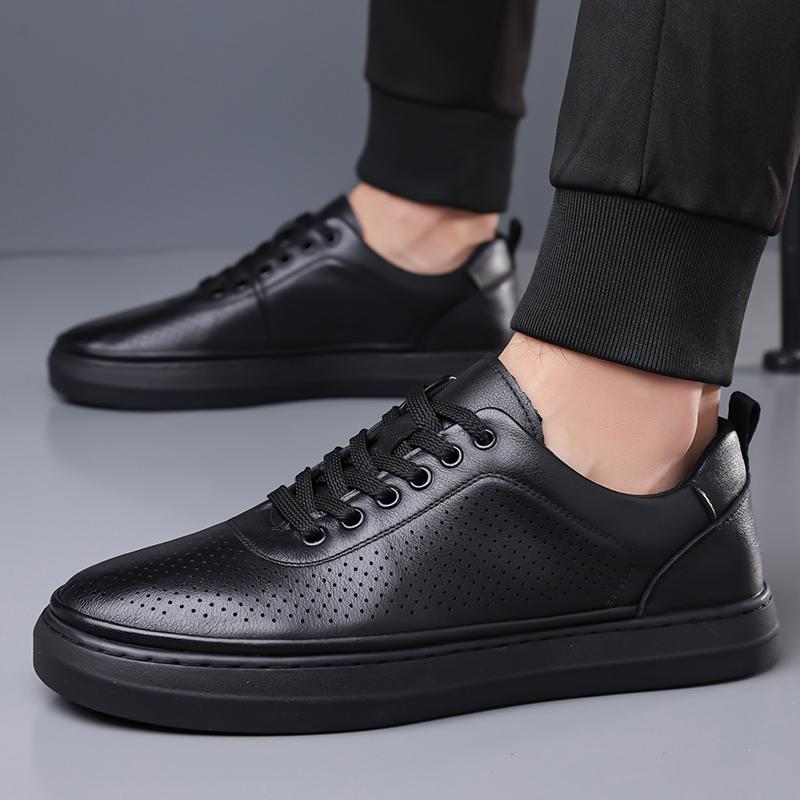 Fashion Brand Men'S Genuine Leather Shoes Office Business Formal Shoes Thick Sole Men'S Sports Leisure Shoes Summer Breathable