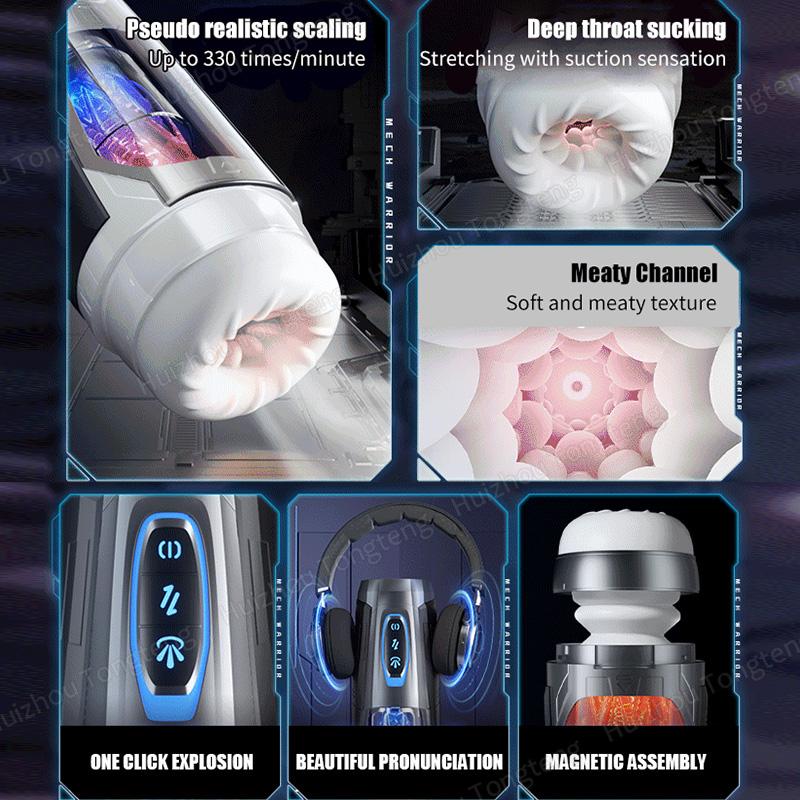 Male Telescopic Heated Sucking Masturbation Cup Pocket Pussy Blowjob Sex Machines Toy Adult Goods For Men Vagina Masturbator 18