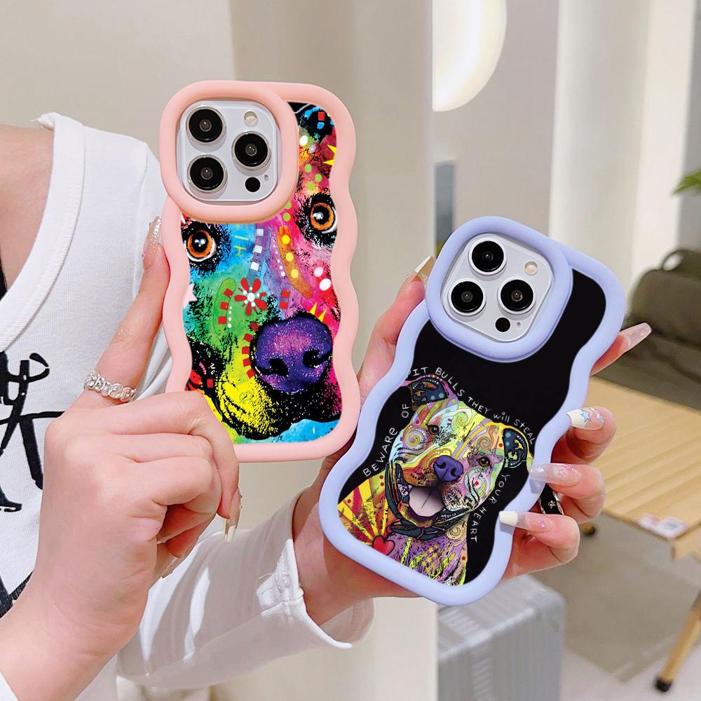 Ae76 Dog Color Doodle Design Art Protective Phone Cases for Samsung S24 Plus S23 Ultra A14 A55 A06 Honor X9b Motorola OnePlus Big Wave TPU Back Cover