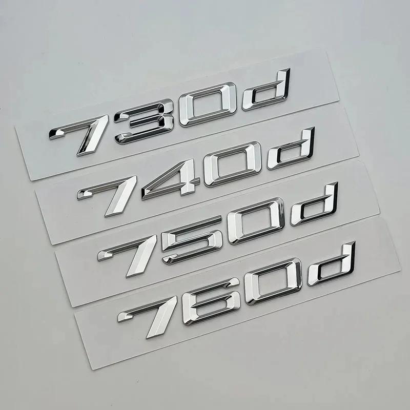 Chrome Black Flat Letters Numbers 730d 735d 740d 745d 750d 760d ABS Emblem For BMW F01 E65 G11 Car Trunk Nameplate Logo Sticker