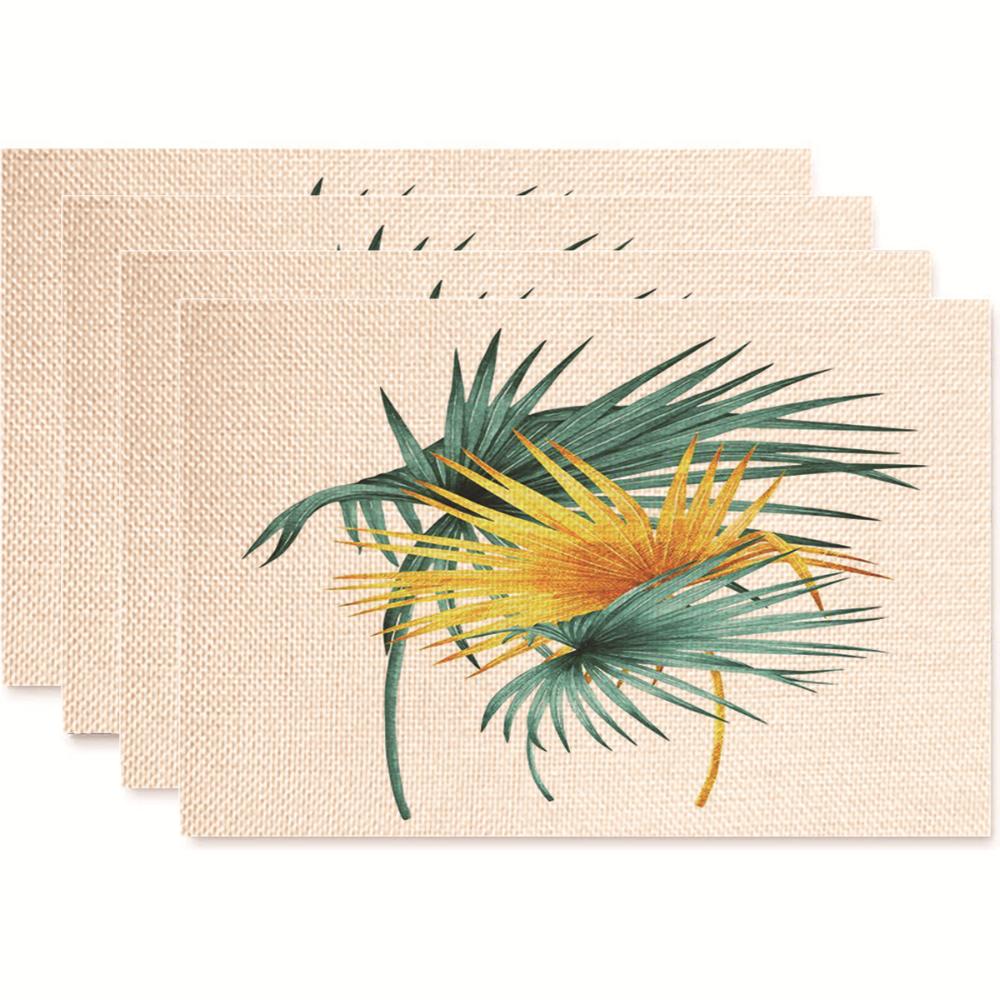 Monstera Design Linen Placemat Heat Resistant Dining Table Mats for Plant Lovers Horticultural Theme Tableware Mats Daily Use