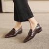 Krazing Pot Sheepskin Round Toe Low Heels Summer Shoes Big Size 42 Retro Fashion Slip On Stones Prints Women Deep Mouth Pumps