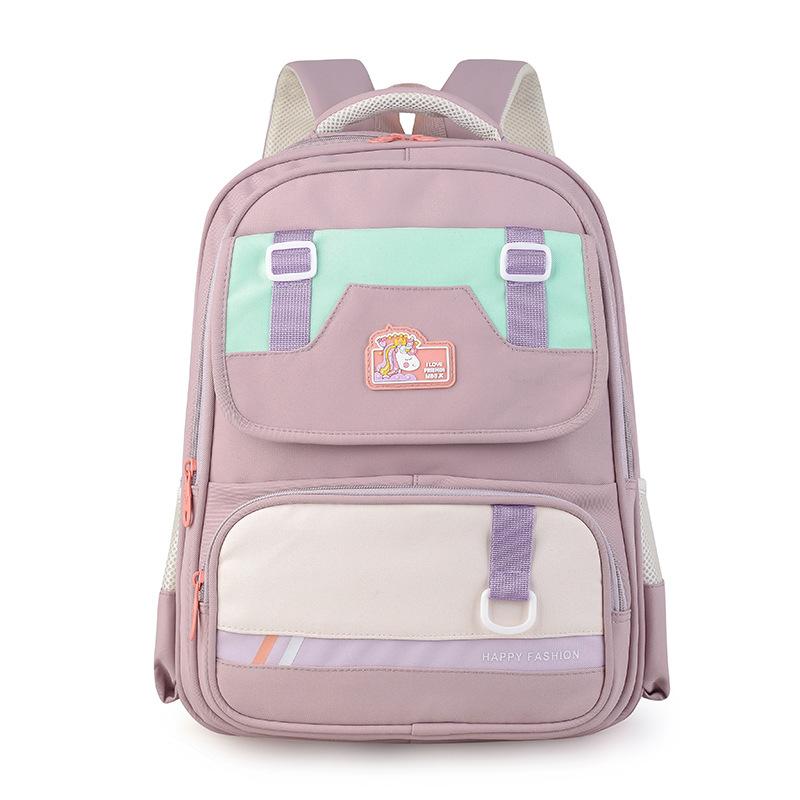

Tide Large Capacity Children S Backpack Foreign Color Contrast Boys And Girls Backpack Kindergarten Primary School Bag розовый