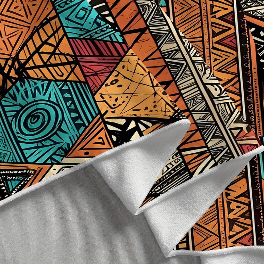 1 Bohemian Series Microfiber Bath Towel, Ultra-Thin Fabric Beach Towel with Vibrant Geometric Pattern, Quick-Dry and Lightweight