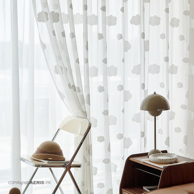 Tende Trasparenti con Ricamo Geometrico a Nuvola Bianca per Camera da Letto, Soggiorno, Ufficio, Decorazioni per Soggiorno|Tende per Soggiorno